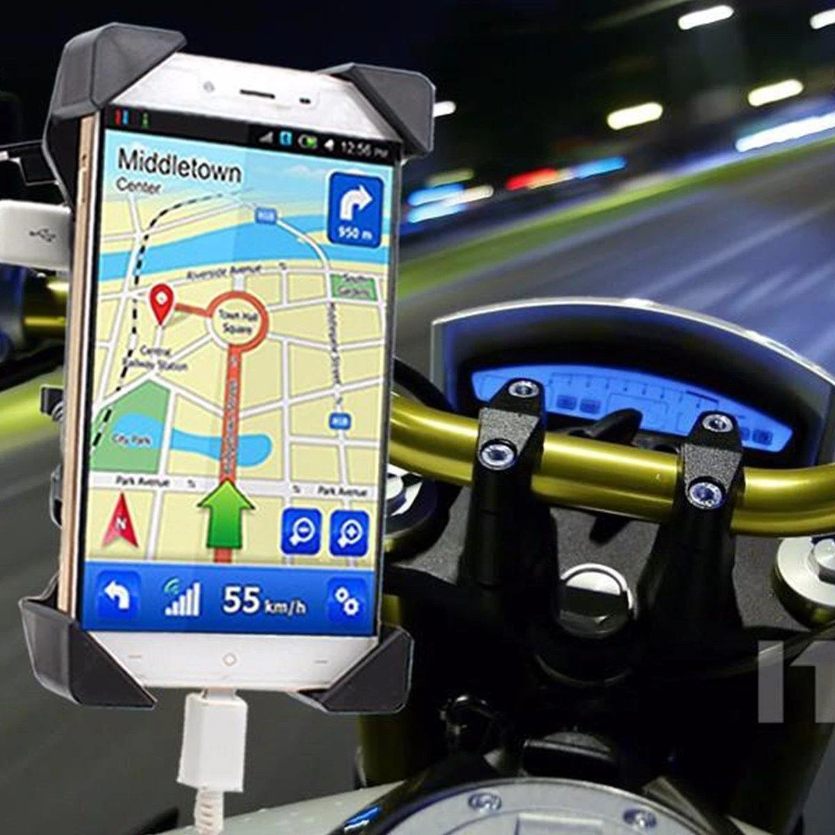 Motorcycle Phone Mount Holder With USB Charger Port, 3.5-7" Screen Fit, Universal For 7/8" Handlebar 8 Motorcycle Phone Mount Holder With USB Charger Port, 3.5-7" Screen Fit, Universal For 7/8" Handlebar - Image 8