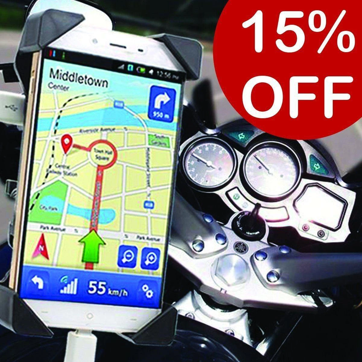 Motorcycle Phone Mount Holder With USB Charger Port, 3.5-7" Screen Fit, Universal For 7/8" Handlebar 10 Motorcycle Phone Mount Holder With USB Charger Port, 3.5-7" Screen Fit, Universal For 7/8" Handlebar - Image 10