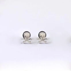 Titanium Rock Pirate Skull Screw Back Stud Earrings -Gearup Co. Store american legend rider earrings silver rock skull stud earrings motorcycle biker 3599890513989