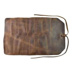 Handmade Roll Up Leather Tool Bag, 10 Slots, Brown -Gearup Co. Store american legend rider handmade leather handmade leather tool bag motorcycle biker 3670514761797