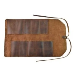 Handmade Roll Up Leather Tool Bag, 10 Slots, Brown -Gearup Co. Store american legend rider handmade leather handmade leather tool bag motorcycle biker 3670514925637