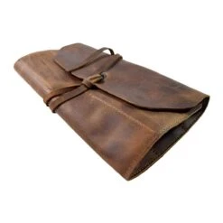 Handmade Roll Up Leather Tool Bag, 10 Slots, Brown -Gearup Co. Store american legend rider handmade leather handmade leather tool bag motorcycle biker 3670515286085