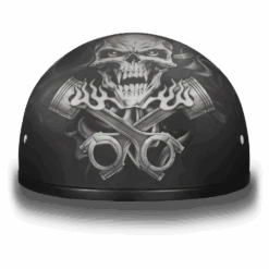 Daytona Helmet D.O.T. Piston Skull Cap Helmet -Gearup Co. Store american legend rider helmets 2xs d o t pistol skull cap helmet motorcycle biker 3712528646213