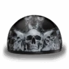 Daytona D.O.T. Silver Skull & Flames Skull Cap Half Helmet, Black