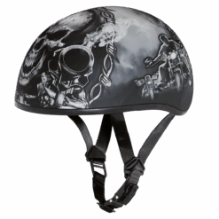 Daytona D.O.T. Motorcycle Skull Cap Half Helmet W/ Guns