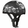 Daytona D.O.T. Motorcycle Skull Cap Half Helmet W/ Snake Skulls, Black/White