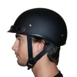Daytona D.O.T. Skull Cap Motorcycle Half Helmet W/ Visor, Dull Black -Gearup Co. Store american legend rider helmets 3xs d o t dull black cap helmet with visor motorcycle biker 3650763653189