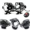 Motorcycle 2pcs 5" LED Front Fog Lights Spotlights With Switch, 3 Modes Flash/Dimmed/Full, 125W, White Color Light