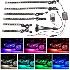 Motorcycle 6x LED Lights Ultra Flexible Strips, Rgb, Waterproof, W/ Remote Controller