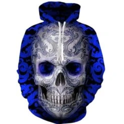Retro Blue Skull Hoodie