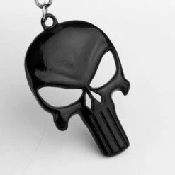 The Punisher Skull Keychain, Zinc Alloy, 1.6 X 2.4 In -Gearup Co. Store american legend rider key chains black the punisher skull keychain motorcycle biker 3798189310021