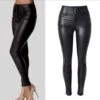 Women Leather Pants Elegant Skinny W/ Black PU Leather