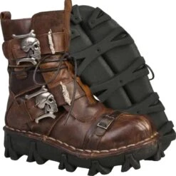 Handmade Leather Skull Boots -Gearup Co. Store american legend rider motorcycle boots 7 brown handmade leather skull boots motorcycle biker 3640786780229