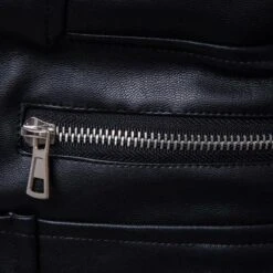 Turtleneck Motorcycle Black Faux Leather Jacket -Gearup Co. Store american legend rider motorcycle jackets pu leather xxs turtleneck leather jacket motorcycle biker 3734703046725