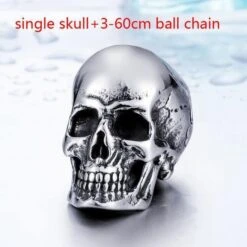 Stainless Steel Rock Punk 3 Skulls Pendant Necklace -Gearup Co. Store american legend rider necklace single skull w ball chain super punk skull necklace motorcycle biker 3598298120261