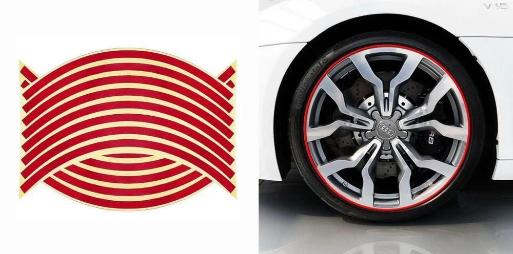 Wheel Hub Decal Sticker Reflective Stripes For 16/17/18 In Motorcycle & Car Rims 5 Wheel Hub Decal Sticker Reflective Stripes For 16/17/18 In Motorcycle & Car Rims - Image 5