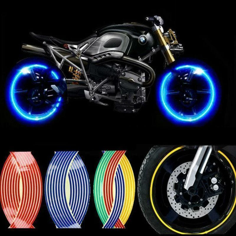 Wheel Hub Decal Sticker Reflective Stripes For 16/17/18 In Motorcycle & Car Rims 1 Wheel Hub Decal Sticker Reflective Stripes For 16/17/18 In Motorcycle & Car Rims