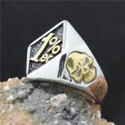 Titanium Steel 1% Er Skull Handmade Biker Ring -Gearup Co. Store american legend rider rings 7 gold 1 er man ring motorcycle biker 24615927238