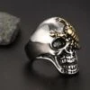 Stainless Steel Punk Rock Silver Skull & Gold Scorpion Ring