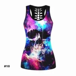 Women's Skull Tank Top, Polyester/Spandex, Black With Human Skull Print -Gearup Co. Store american legend rider shirts tops s m 10 limited edition sugar skull tank motorcycle biker 27060975317