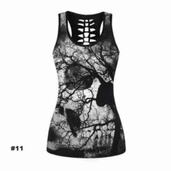 Women's Skull Tank Top, Polyester/Spandex, Black With Human Skull Print -Gearup Co. Store american legend rider shirts tops s m 11 limited edition sugar skull tank motorcycle biker 27060976661