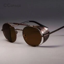 Bikers Retro Round Steampunk Glasses -Gearup Co. Store american legend rider sunglasses brown tea retro round sunglasses motorcycle biker 3705326075973