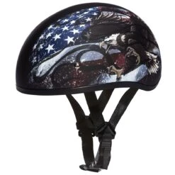 Daytona D.O.T. USA Flag Skull Cap 1/2 Shell Motorcycle Helmet