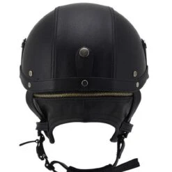 Handmade Leather German Motorcycle Helmet 12 Handmade Leather German Motorcycle Helmet -Gearup Co. Store black german helmet with zipper 1