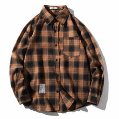 Men's Classic Plaid Flannel Shirt, Black/Yellow