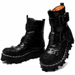 Handmade Western Cowboy Leather Boots, Black -Gearup Co. Store bots3