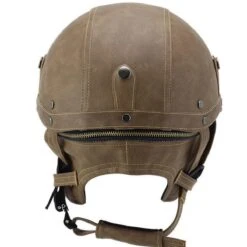 Handmade Leather German Motorcycle Helmet 9 Handmade Leather German Motorcycle Helmet -Gearup Co. Store brown german helmet with zipper 1