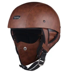 Nazi Brown Leather German Motorcycle Helmet -Gearup Co. Store brown vintage german helmet 2