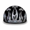 Daytona D.O.T. Motorcycle Skull Cap Half Helmet Black W/ Silver Flames