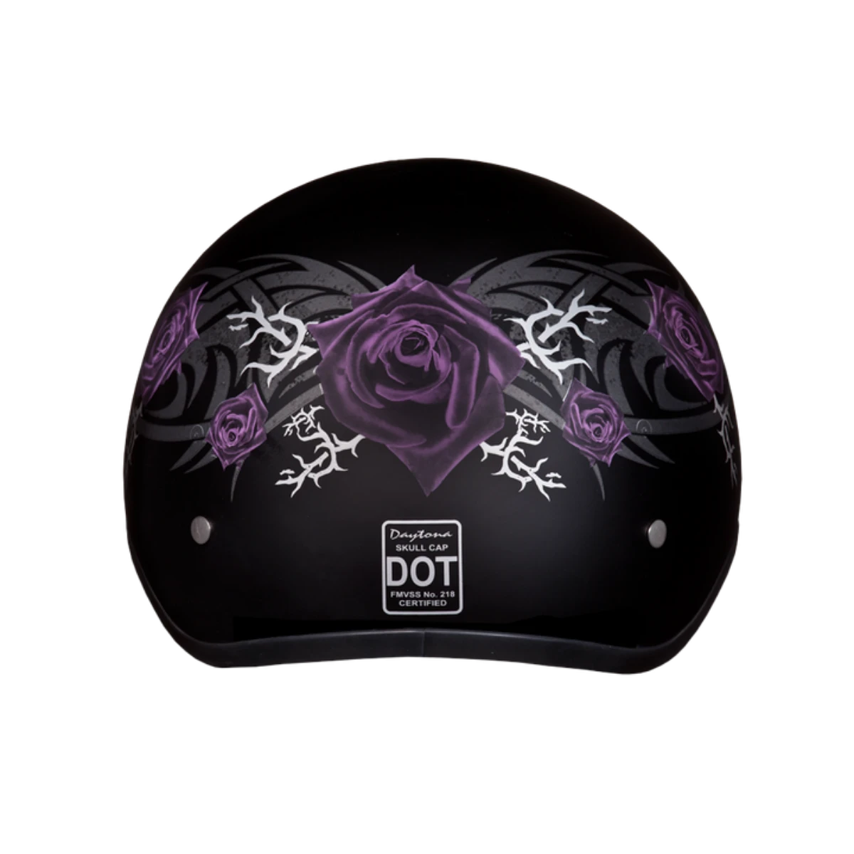 Daytona D.O.T Skull Cap - W/Purple Rose Helmet 1 Daytona D.O.T Skull Cap - W/Purple Rose Helmet