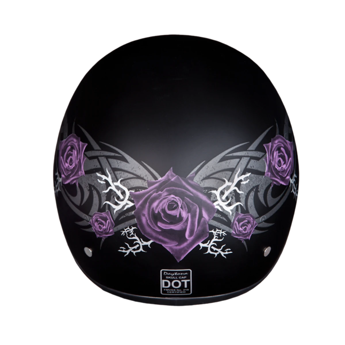 Daytona D.O.T Skull Cap - W/Purple Rose Helmet 4 Daytona D.O.T Skull Cap - W/Purple Rose Helmet - Image 4