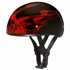 Daytona D.O.T Skull Cap - W/Skull Red Flame Helmet
