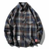Men's Classic Plaid Flannel Shirt, Dark Blue