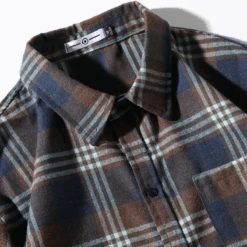 Men's Classic Plaid Flannel Shirt, Dark Blue -Gearup Co. Store dark blue 5