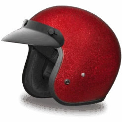 Daytona D.O.T. Cruiser Red Metal Flake Motorcycle Open Face Helmet, XS-2XL, Red