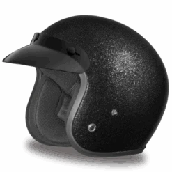 Daytona D.O.T. Cruiser Black Metal Flake Motorcycle Open Face Helmet