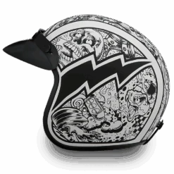 Daytona D.O.T. Cruiser W/Graffiti Motorcycle Open Face Helmet, Unisex, XS-2XL, Black/White -Gearup Co. Store nshdNWcR