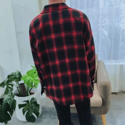 Men's Classic Plaid Flannel Shirt, Red/Black -Gearup Co. Store red plaid 2