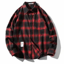 Men's Classic Plaid Flannel Shirt, Red/Black