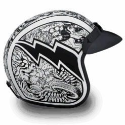 Daytona D.O.T. Cruiser W/Graffiti Motorcycle Open Face Helmet, Unisex, XS-2XL, Black/White -Gearup Co. Store tVJHYIst